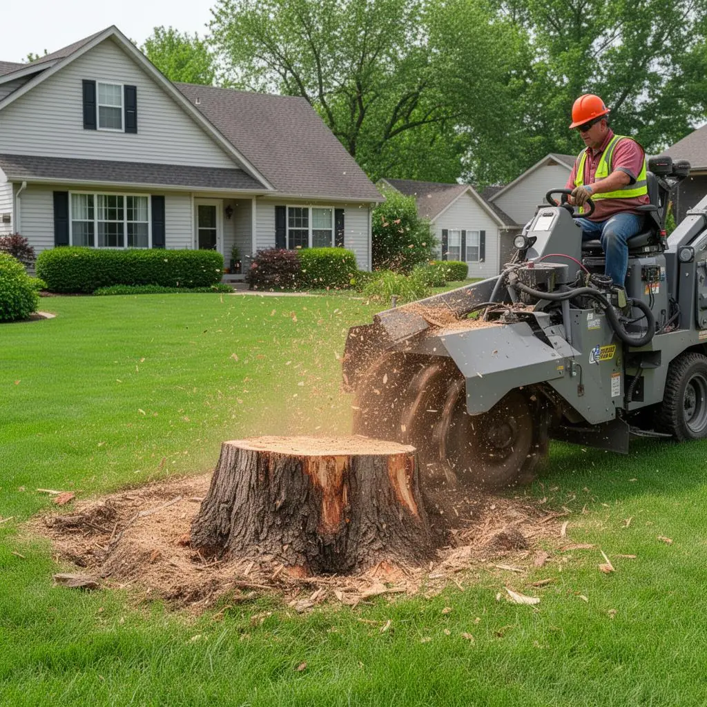 Complete stump grinding below grade level